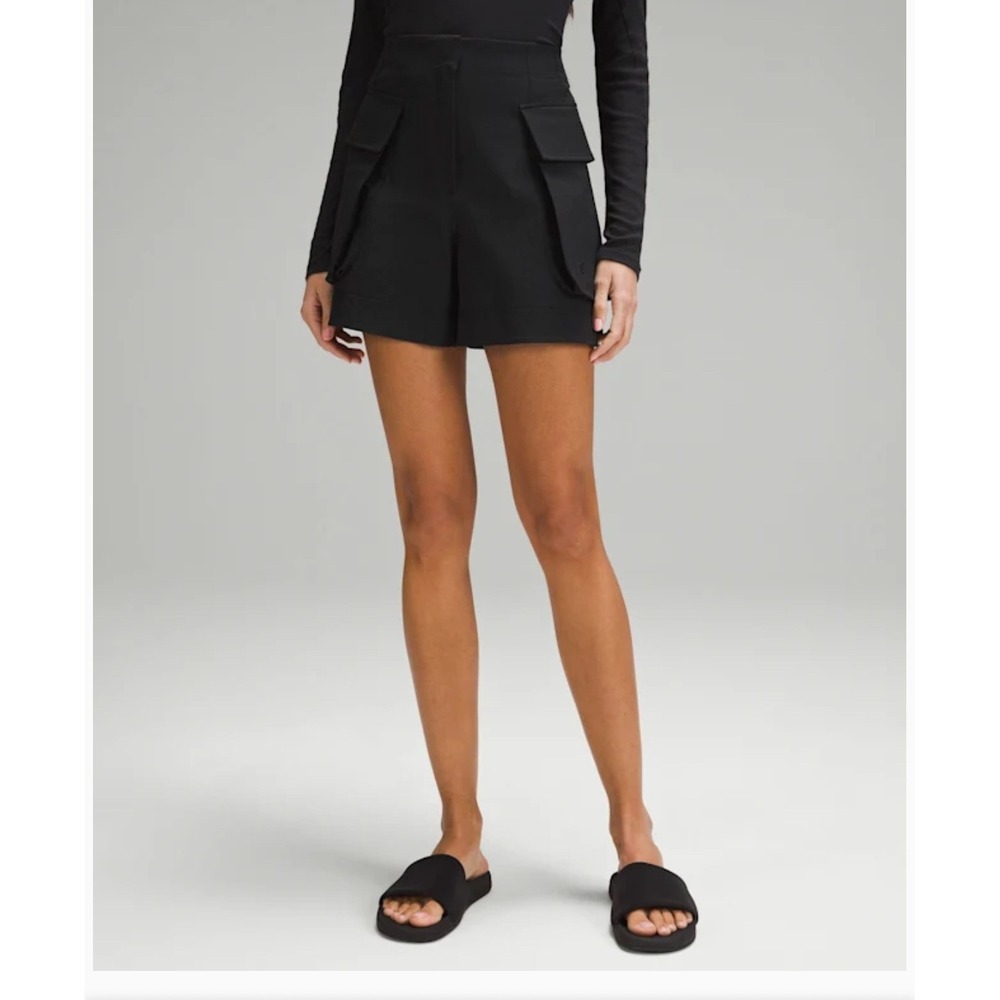 Lululemon Lab Black Cargo Shorts High Rise Utility Techwear Women Size 12